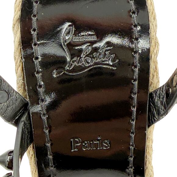 Christian Louboutin Mafaldina Espadrille Wedge Sandals Size 39 US 9 Black Spike - Picture 11 of 15